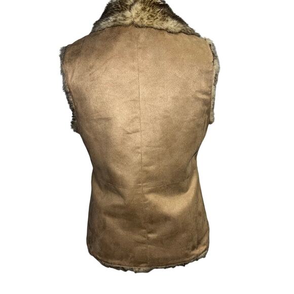 Crosby Tan Faux Suede and Fur Sleeveless Warm Winter Layering Vest Size Large - Picture 5 of 14